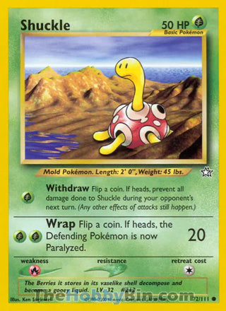Shuckle #72/111 Common - Neo Genesis Pokemon card