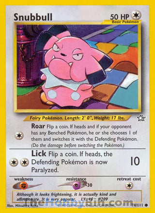 Snubbull #74/111 Common - Neo Genesis Pokemon card