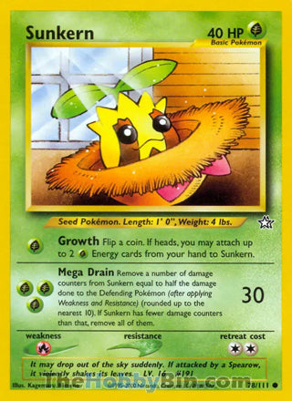 Sunkern #78/111 Common - Neo Genesis Pokemon card