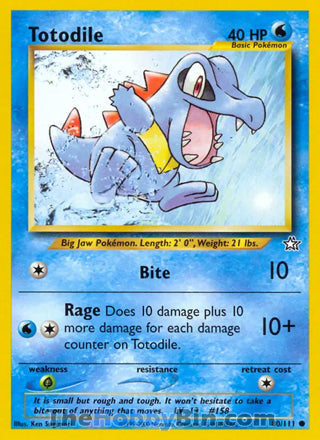 Totodile #80/111 Common - Neo Genesis Pokemon card