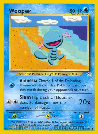 Wooper Neo Genesis Unlimited Common #82/111