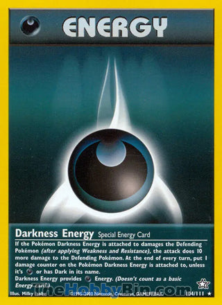 Darkness Energy #104/111 Rare - Neo Genesis Pokemon card