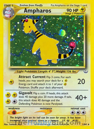 Ampharos Neo Revelation Unlimited Holo Rare #1/64