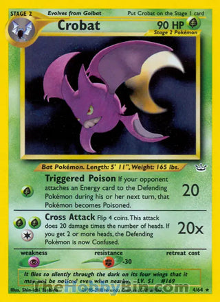 Crobat Neo Revelation Unlimited Holo Rare #4/64