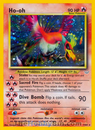 Ho-oh Neo Revelation Unlimited Holo Rare #7/64