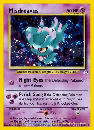 Misdreavus #11/64 Holo Rare - Neo Revelation Pokemon card