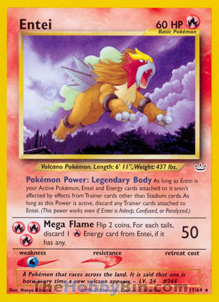 Entei Neo Revelation Unlimited Rare #17/64