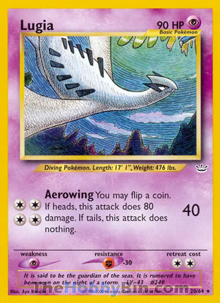 Lugia #20/64 Rare - Neo Revelation Pokemon card