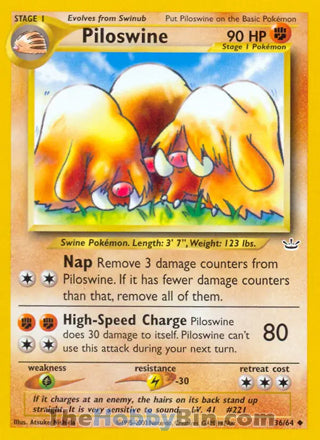 Piloswine Neo Revelation Unlimited Uncommon #36/64