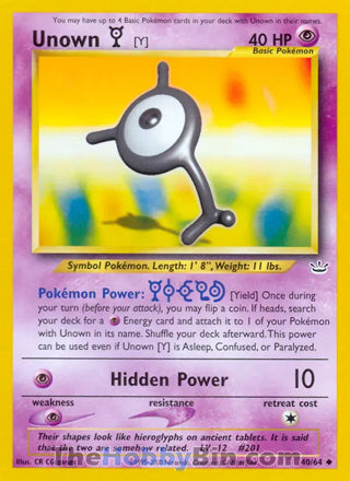 0040 Unown [Y] Uncommon Neo Revelation