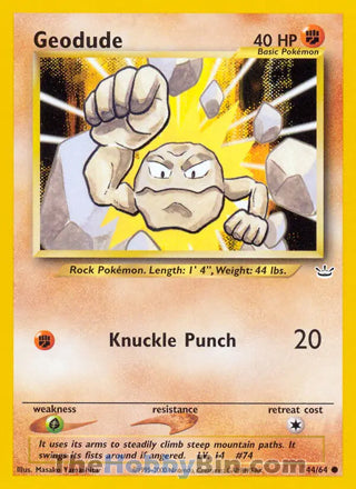 Geodude Neo Revelation Unlimited Common #44/64