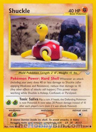 Shuckle #51/64 Common - Neo Revelation Pokemon card