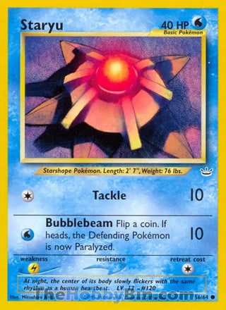 Staryu #56/64 Common - Neo Revelation Pokemon card