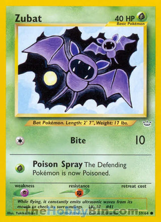 Zubat #59/64 Common - Neo Revelation Pokemon card