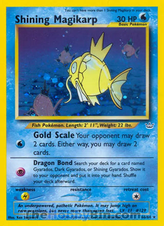 Shining Magikarp #66/64 Secret Rare - Neo Revelation Pokemon card