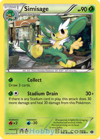 Simisage #7/99 Rare - Next Destinies Pokemon card