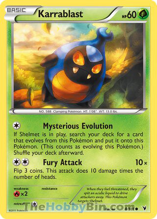 Karrablast #8/101 Common - Noble Victories Pokemon card