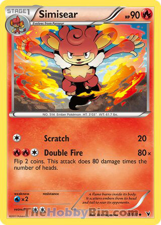 Simisear #17/101 Uncommon - Noble Victories Pokemon card