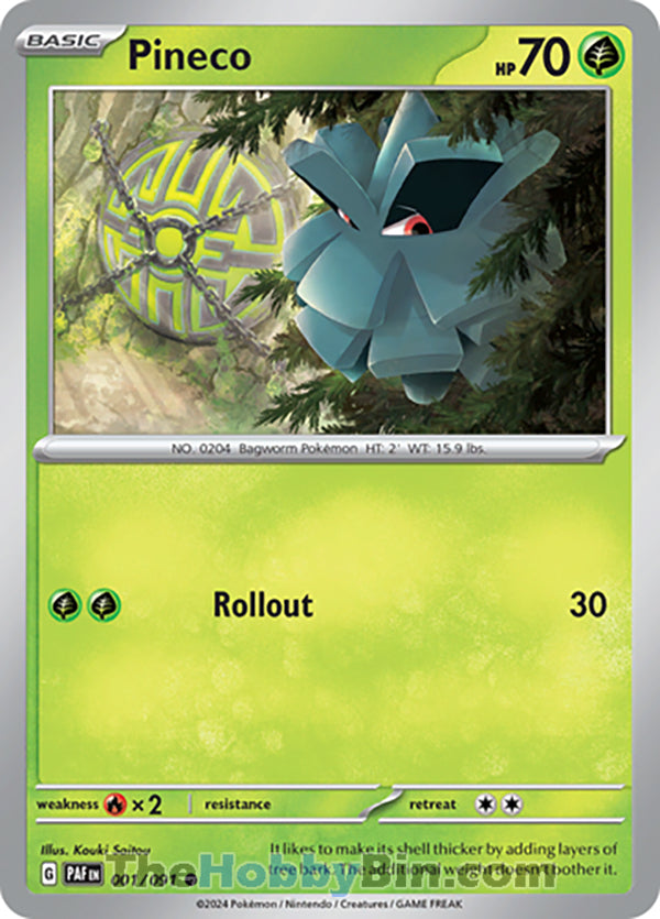 Pineco #001/091 Common - Paldean Fates Pokemon card