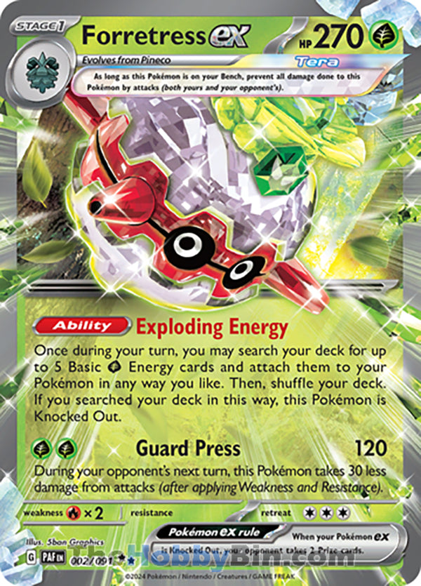 Forretress ex #002/091 Double Rare - Paldean Fates Pokemon card