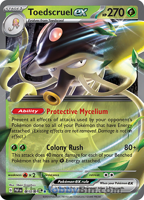 Toedscruel ex #005/091 Double Rare - Paldean Fates Pokemon card