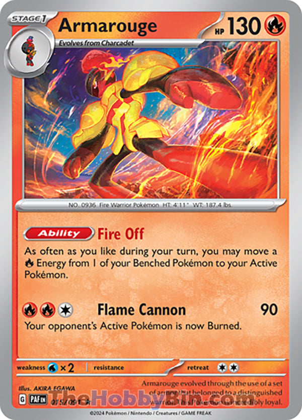 Armarouge #015/091 Rare - Paldean Fates Pokemon card