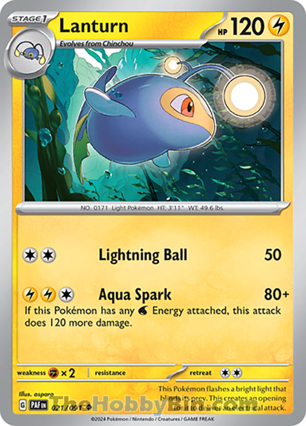 Lanturn #021/091 Uncommon - Paldean Fates Pokemon card