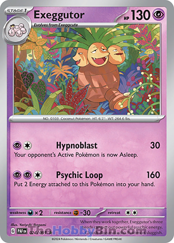 pokemon paldean fates card prices Exeggutor Paldean Fates Rare #024/091 – The Hobby Bin