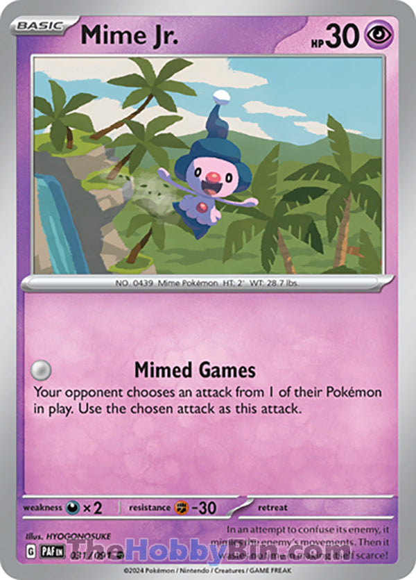 Mime Jr. #031/091 Common - Paldean Fates Pokemon card