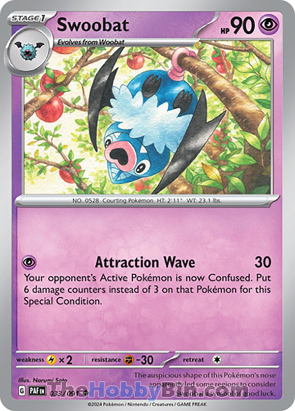 Swoobat #033/091 Uncommon - Paldean Fates Pokemon card