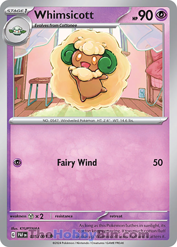 Whimsicott #035/091 Uncommon - Paldean Fates Pokemon card