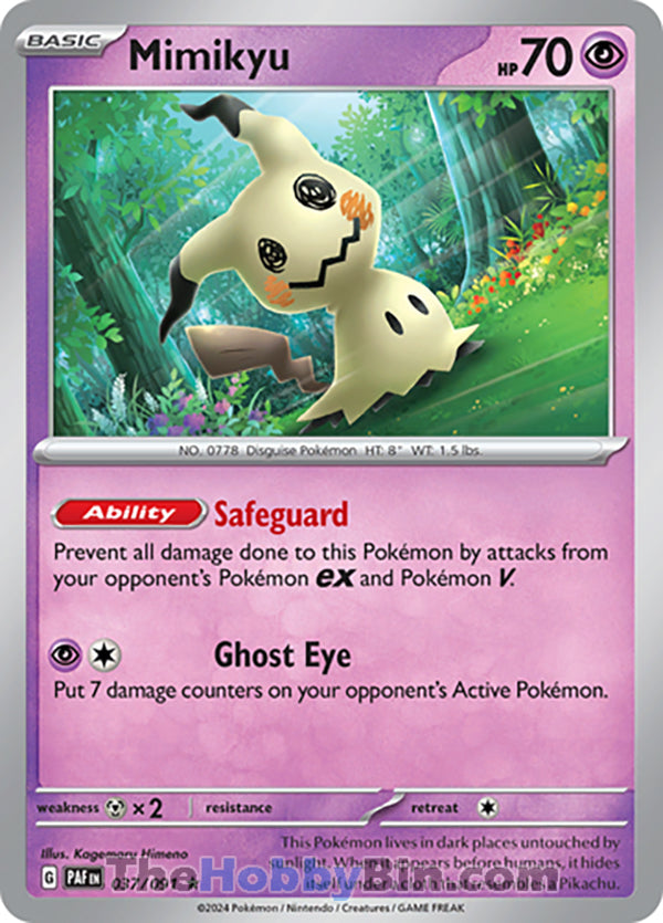 Mimikyu Paldean Fates Rare #037/091