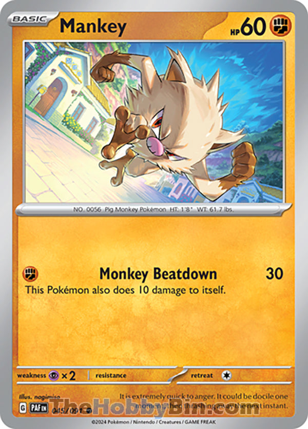 Mankey #045/091 Common - Paldean Fates Pokemon card