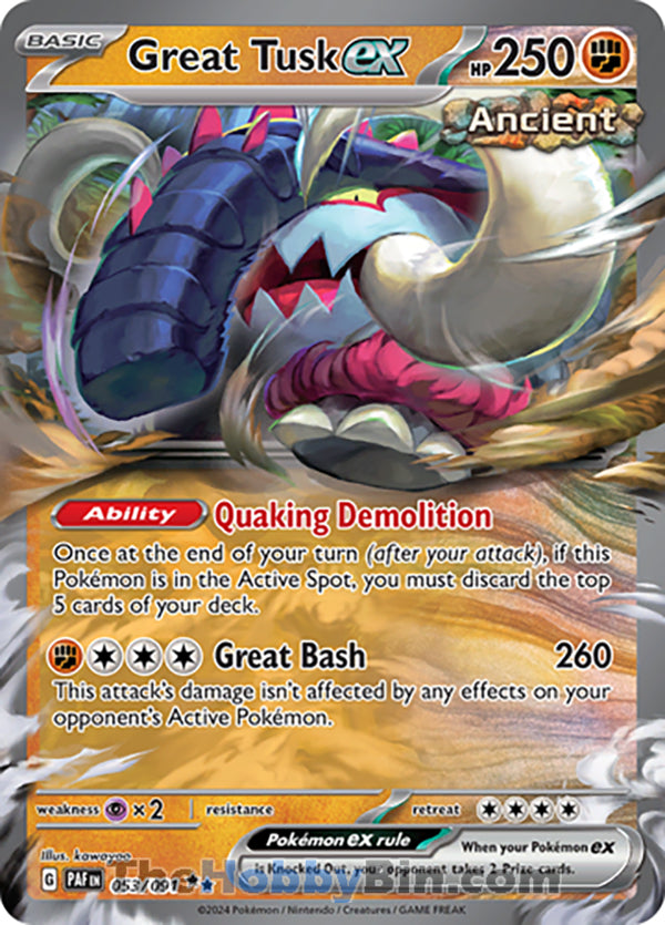 Great Tusk ex #053/091 Double Rare - Paldean Fates Pokemon card