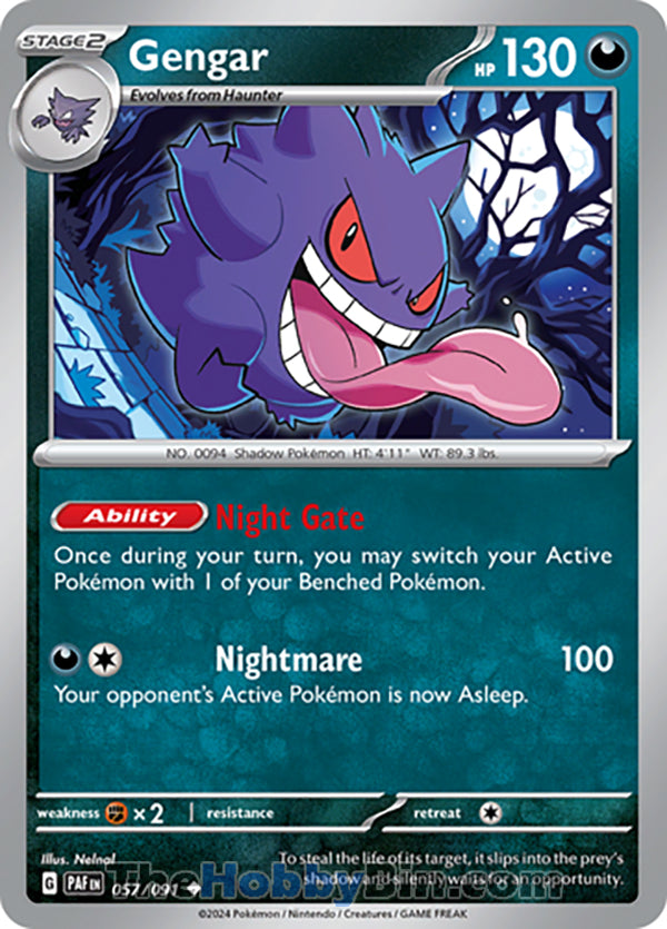 Gengar #057/091 Uncommon - Paldean Fates Pokemon card
