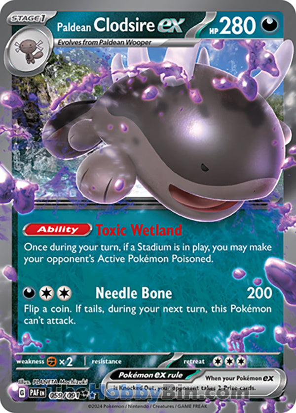 Paldean Clodsire ex #059/091 Double Rare - Paldean Fates Pokemon card