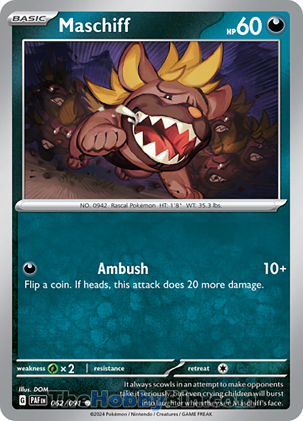 Maschiff #062/091 Common - Paldean Fates Pokemon card