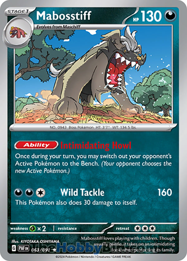 Mabosstiff #063/091 Rare - Paldean Fates Pokemon card