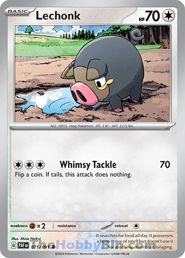 Lechonk #071/091 Common - Paldean Fates Pokemon card