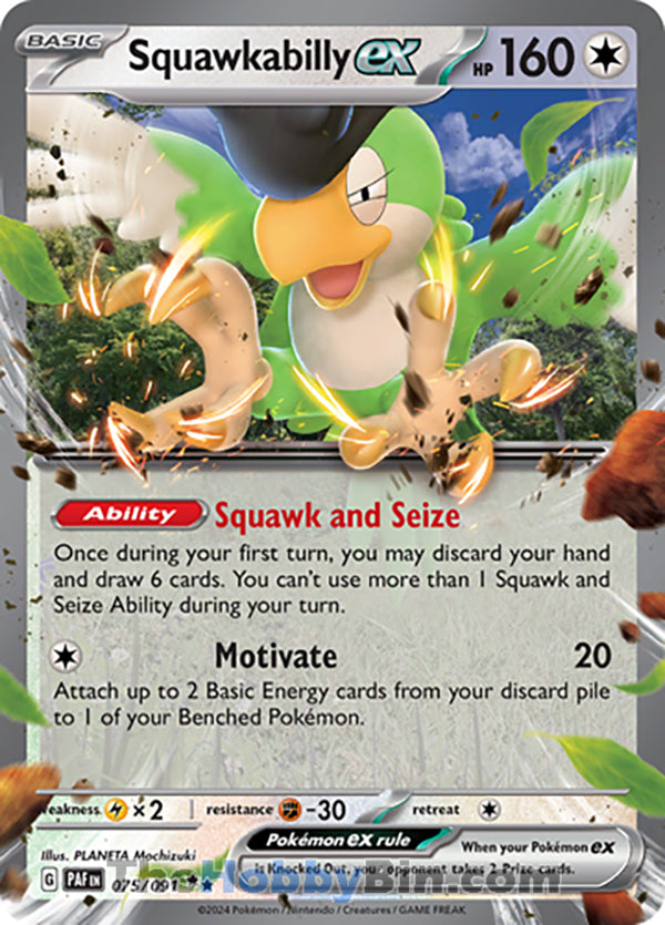 Squawkabilly ex #075/091 Double Rare - Paldean Fates Pokemon card