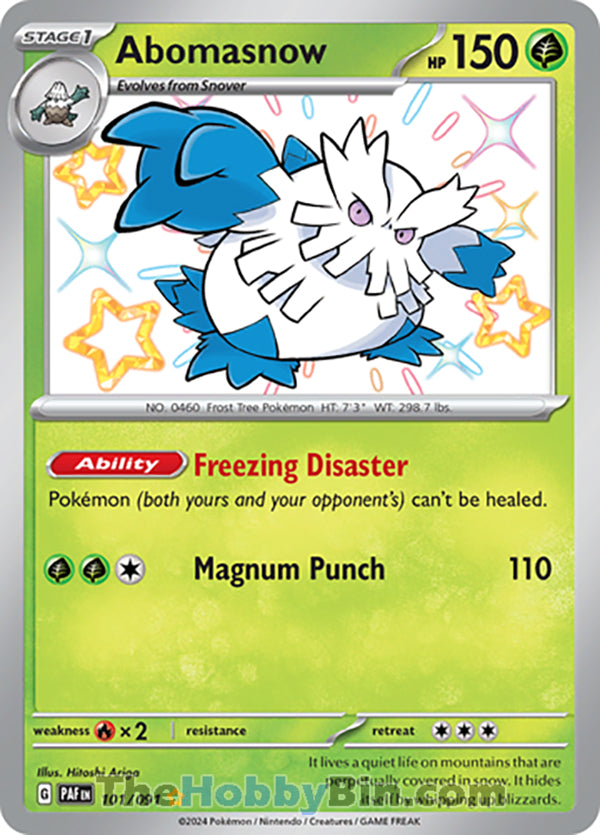 Abomasnow #101/091 Shiny Rare - Paldean Fates Pokemon card