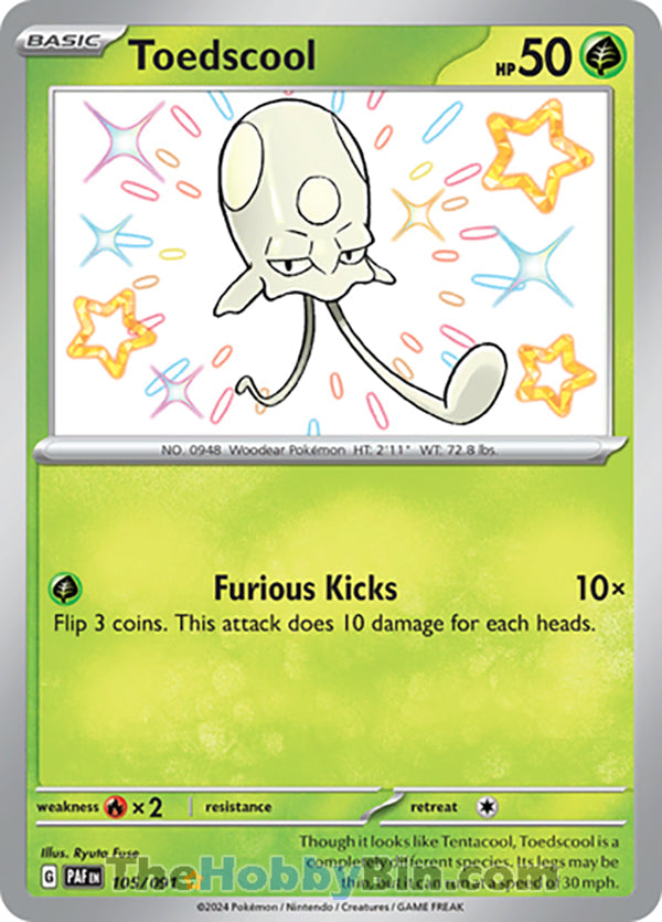 Toedscool #105/091 Shiny Rare - Paldean Fates Pokemon card