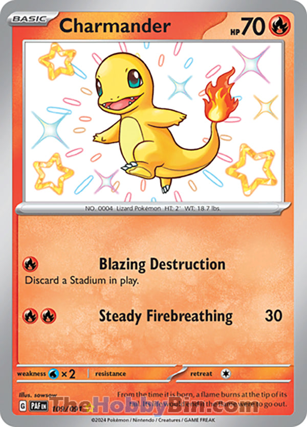 Charmander #109/091 Shiny Rare - Paldean Fates Pokemon card
