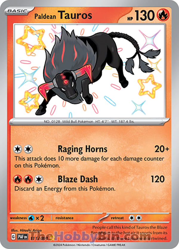 Paldean Tauros #111/091 Shiny Rare - Paldean Fates Pokemon card