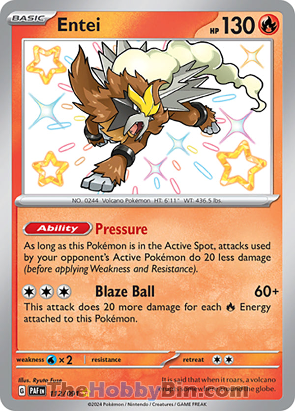 Entei #112/091 Shiny Rare - Paldean Fates Pokemon card