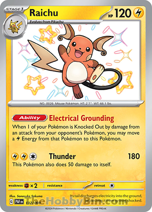 Raichu #132/091 Shiny Rare - Paldean Fates Pokemon card