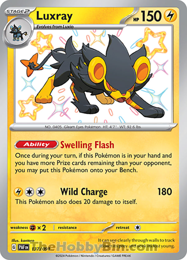 Luxray Paldean Fates Shiny Rare #137/091