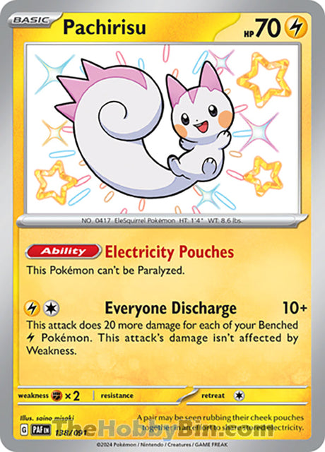 Pachirisu Paldean Fates Shiny Rare #138/091