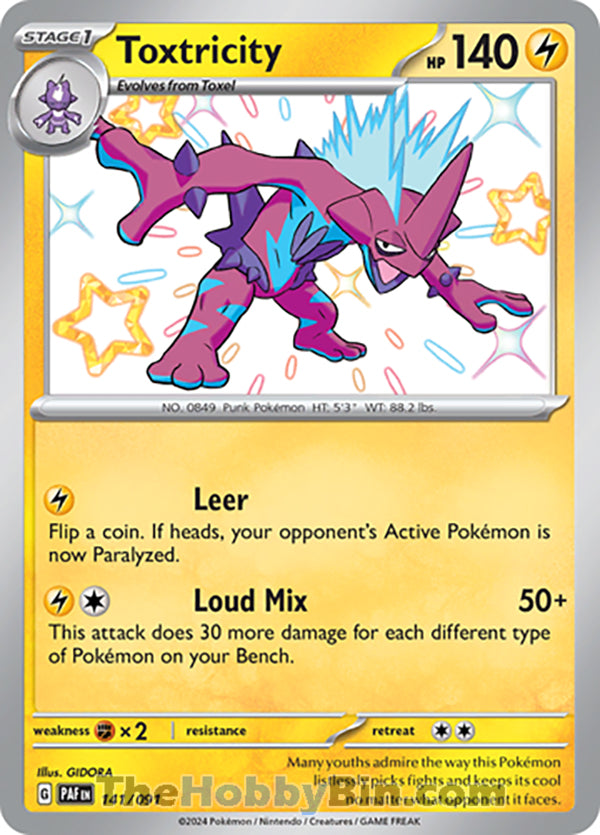 Toxtricity #141/091 Shiny Rare - Paldean Fates Pokemon card