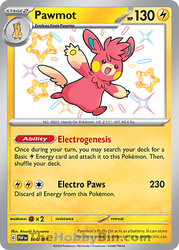 Pawmot #144/091 Shiny Rare - Paldean Fates Pokemon card